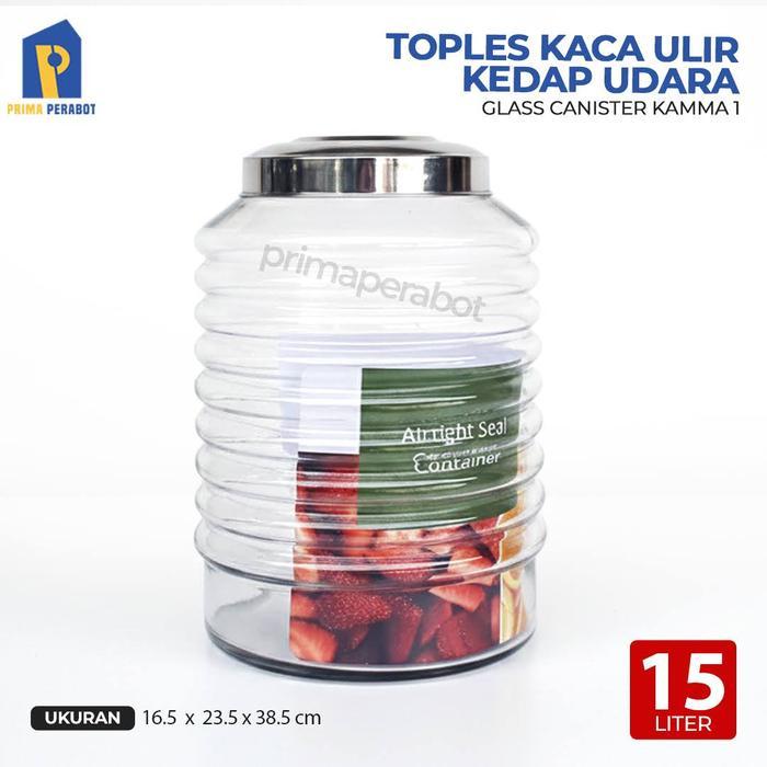 DLX GLASS CANISTER 15 LITER TOPLES KACA PREMIUM SEAL KEDAP UDARA TOPLES KAMMA 1