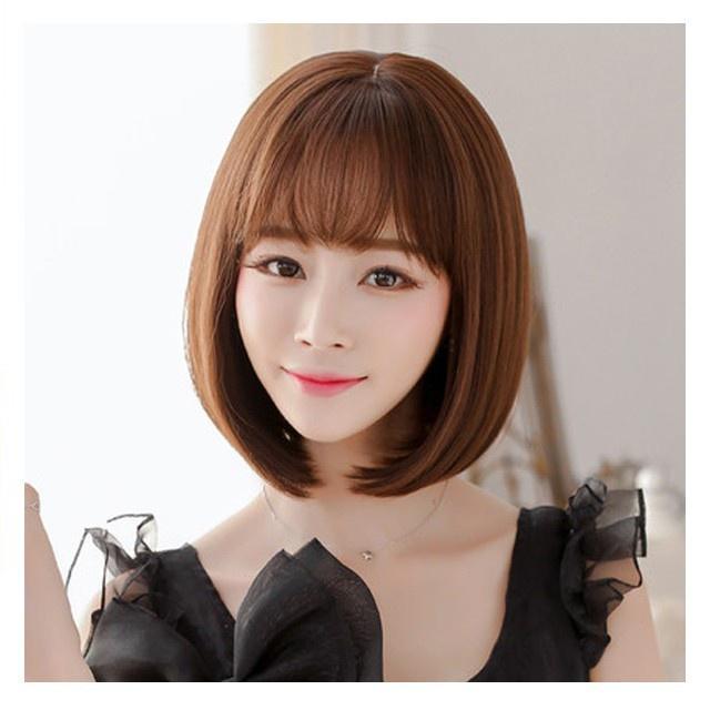 Bess Collection Wig Tebal Rambut Pendek Lurus Wanita Korean Version Wig Dewasa Short Hair Women