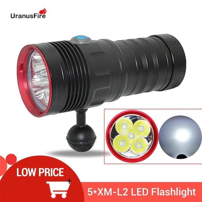 . 6000 LUMENS DIVING FLASHLIGHT TORCH 5*XM-L2 LED SCUBA DIVE TORCH -