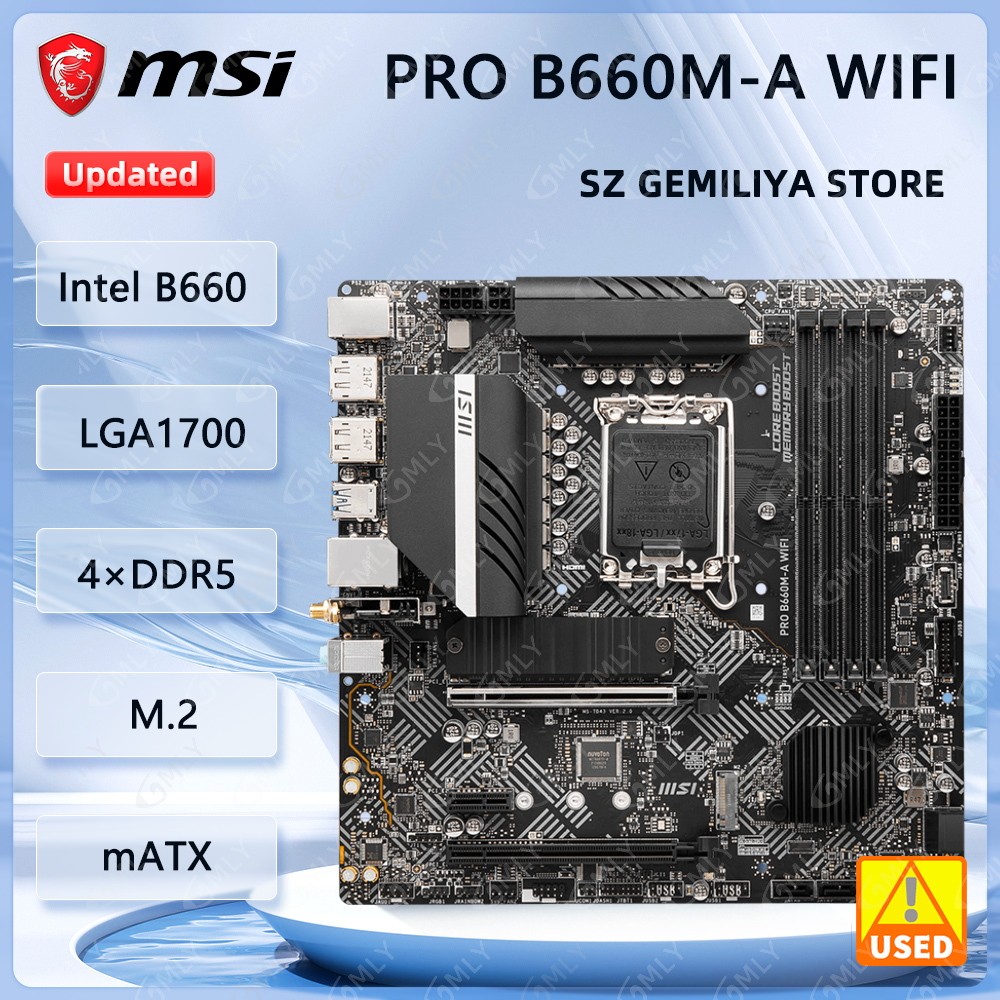Msi B660 Motherboard Pro B660M-A Wifi Motherboard Ddr5 Lga 1700 128G Support 14900 14700 12400 12100