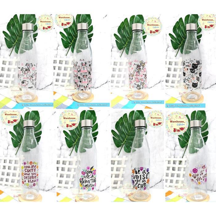 Botol Kaca Tutup Stainless Bmg 1000 Ml/ Bmg 750Ml Glass Bottle Decal/Flower/Polos