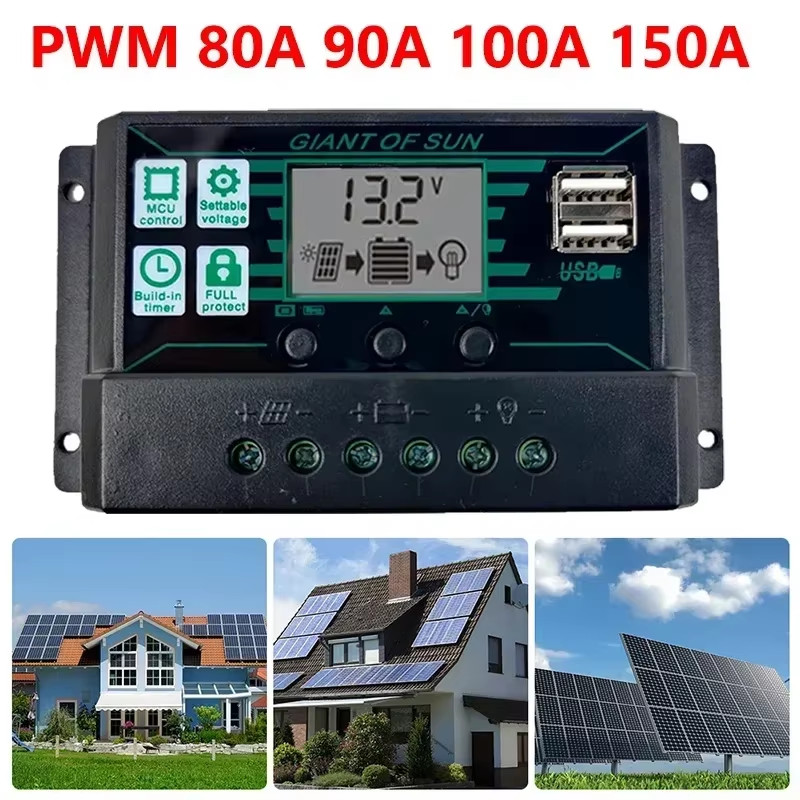 80A 100A 150A Solar Charge Controller 12V 24V Solar Panel PV Controller for Lifepo4 Lithium GEL Lead