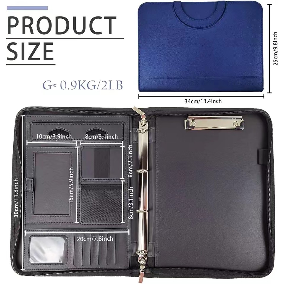 Leather Multifunctional A4 Conference Folder - Business Stationery Contract File Organizer with