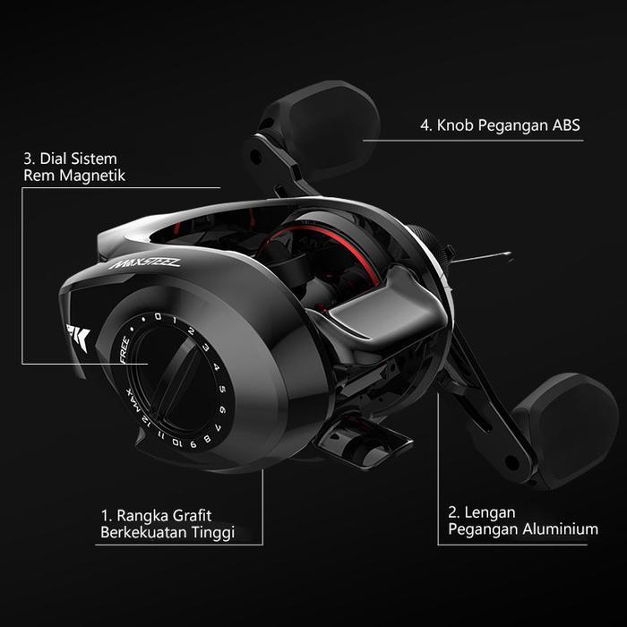 KASTKING MAX STEEL BAITCASTING REEL PANCING LONG CASTING, GEAR RATIO: 7.1:1, MAX DRAG: 7KG RODA IKAN