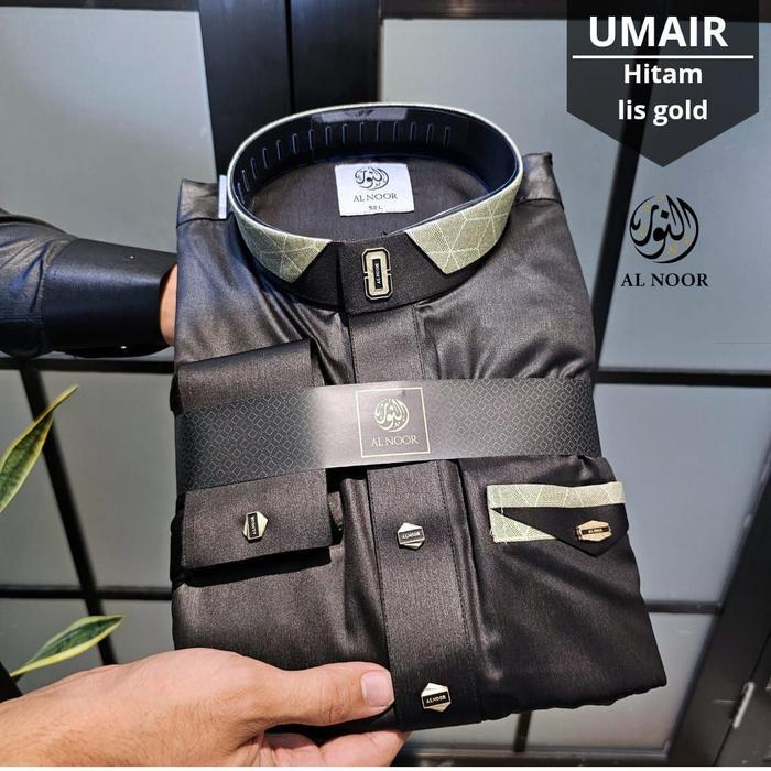 Gamis Jubah Al Noor Hitam Premium Manset Umair