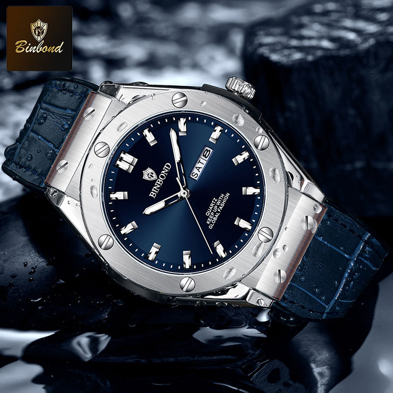 BINBOND Top Brand Business Classic Men's Watches Waterproof Date Week Luxurious Luminous
