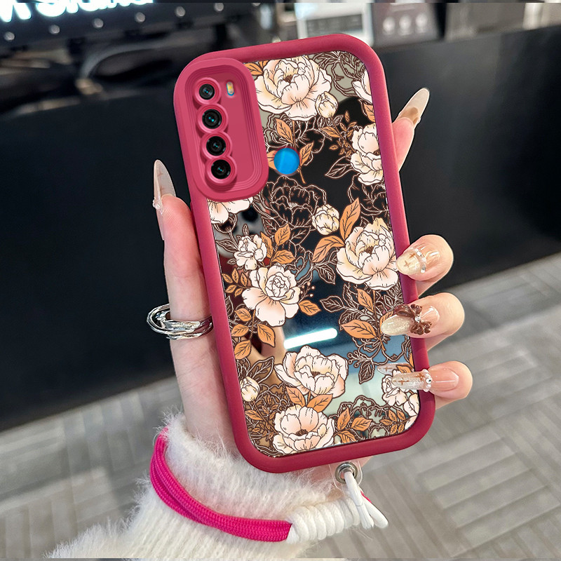 Casing Hp untuk Xiaomi Redmi Note 8 Note 8T Case Casing Bunga pola Silikon Softcase Kasing HP tali g
