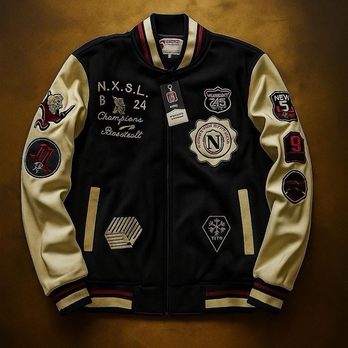 Baseball Varsity Pria Wanita Full Bordir Jaket Varsity Bahan Flicee Full Bordir
