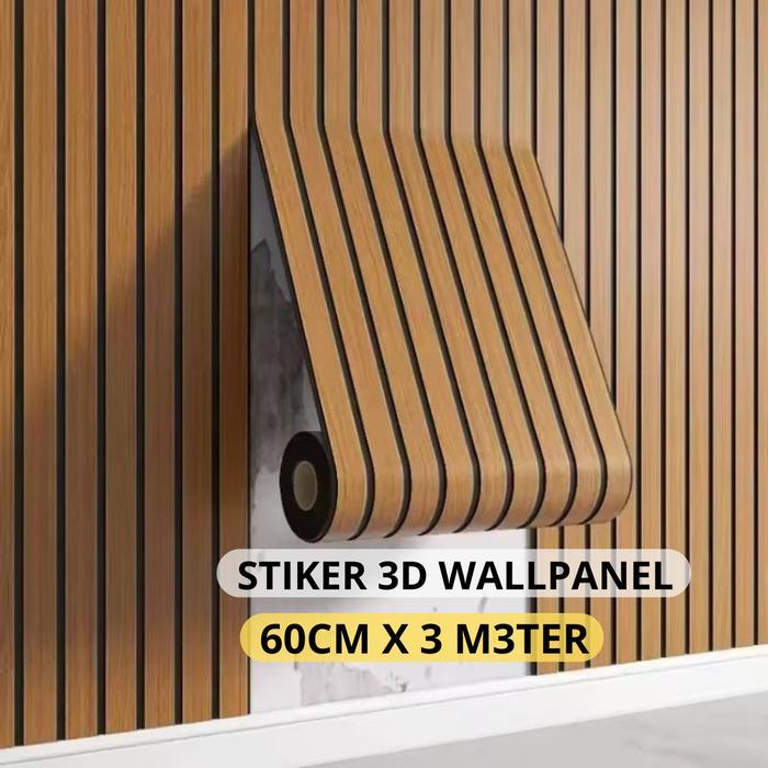 WALLPANEL STIKER 3D WALLPAPER DINDING EMBOS PANJANG 3 METER Motif Serat Kayu Imitasi 3D Anti Rayap