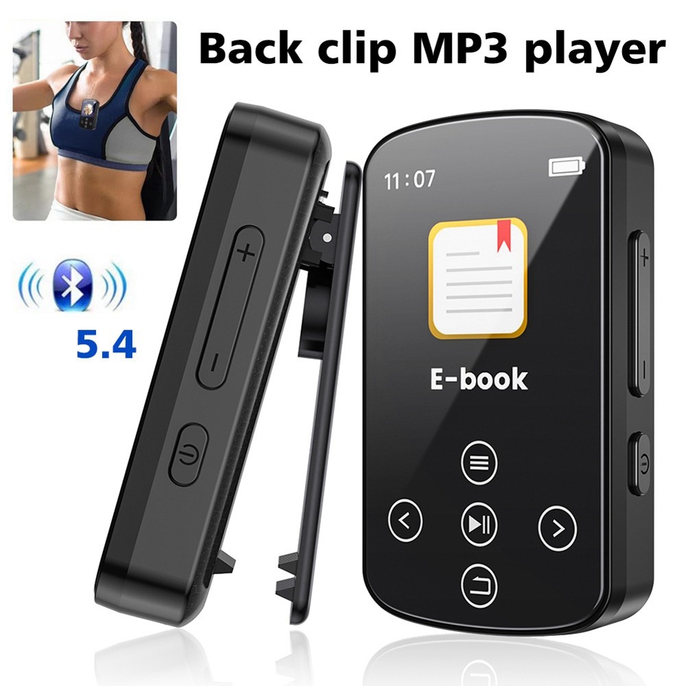 A37T-Sports Bluetooth MP3 Player With Clip 1.5 Inch Full Touch Screen Mini Video Player FM Radio
