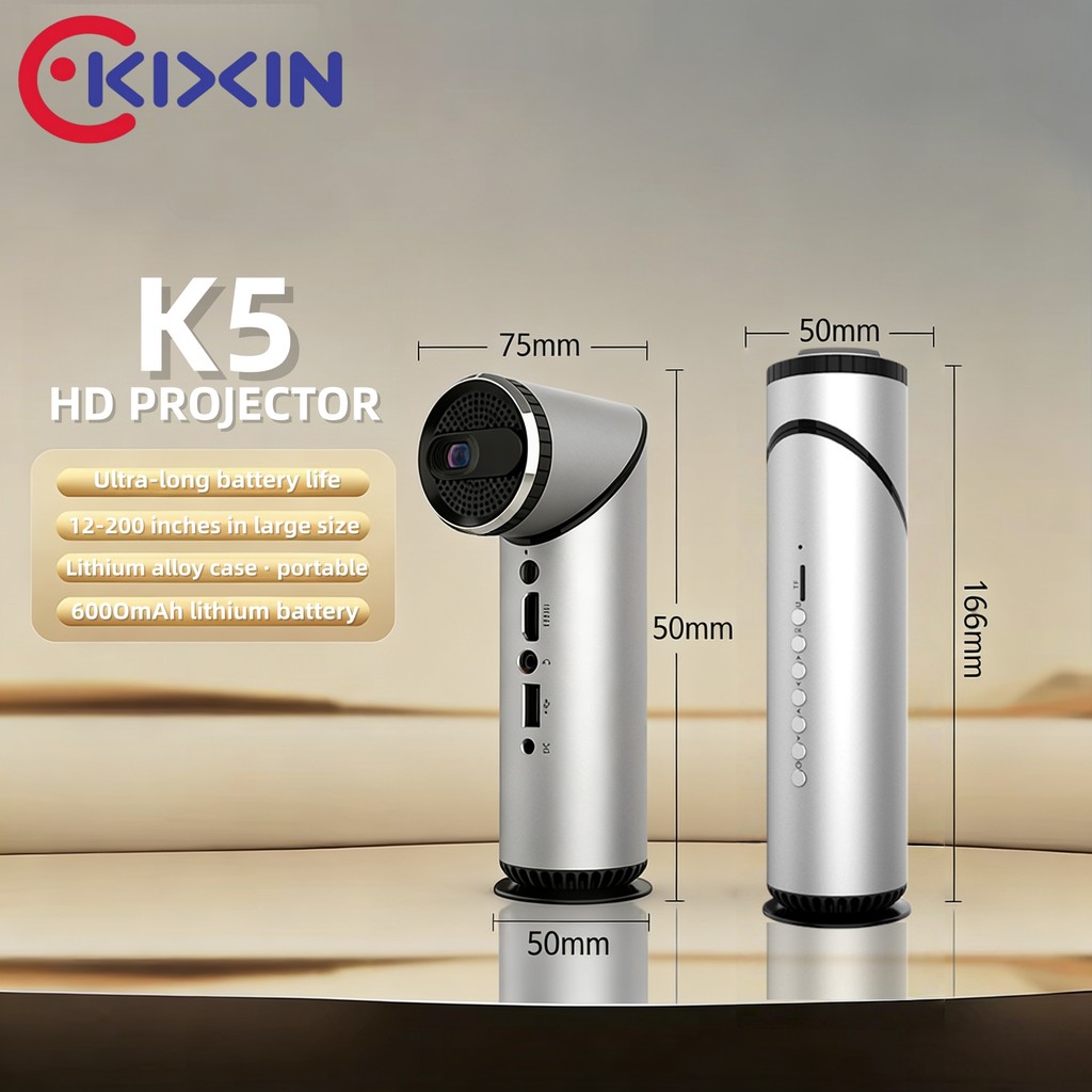 KIXIN K5 4K Mini Projector 6000mah Battery Android 11 Portable Outdoor Home Theater Movie 4k video