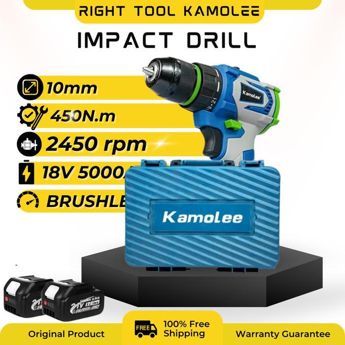Kamolee-Cordless Impact Drill 10/13Mm Chuck Logam-Fungsi Benturan 450