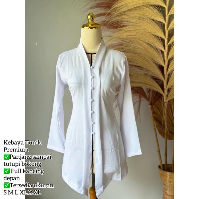 Ini Murah Kebaya Tunik Kartini Panjang Muslim Atasan Kebaya Modern Bali Polos Simpel Kancing