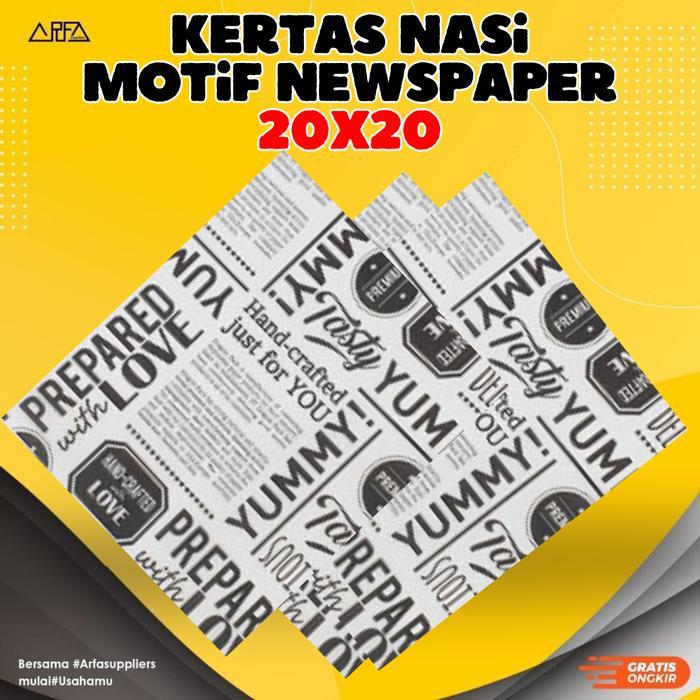 Kertas Nasi Laminasi Motif 20X20 - Motif Newspaper