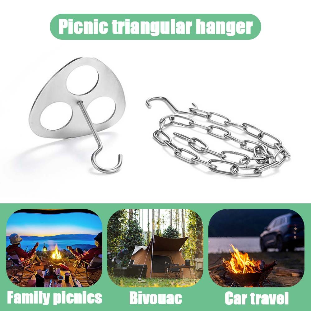 Portable Camping Tripod Rack ?Stainless Steel Campfire Pot Holder?Adjustable Outdoor Cooking Stand