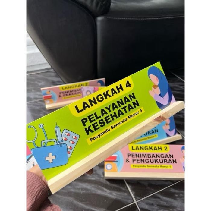 Rubby - 1 Paket Isi 5 Papan / Papan Standing Posyandu 5 Langkah Bahan Mdf Size 11X30Cm