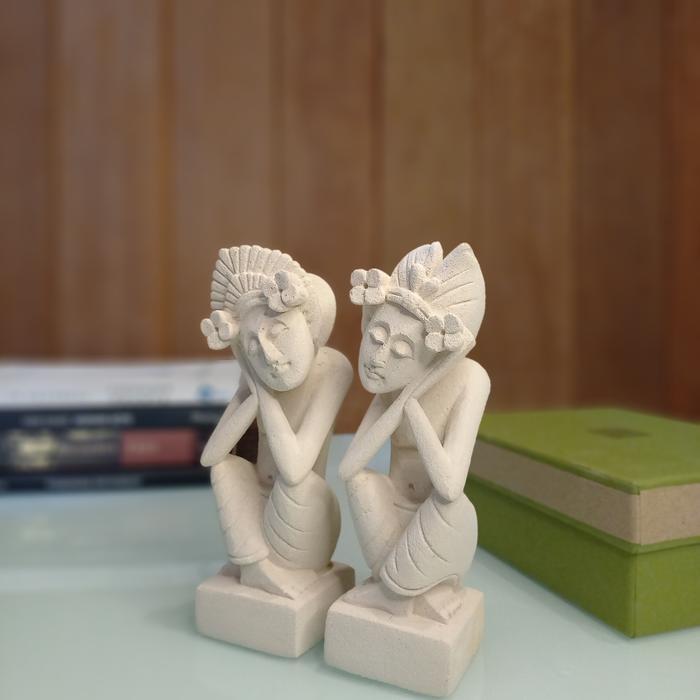 TERMURAH Leolle Bali Kado Unik Patung Dekorasi Sepasang Janger Bali Gift Patung Batu Paras Asli Ukir