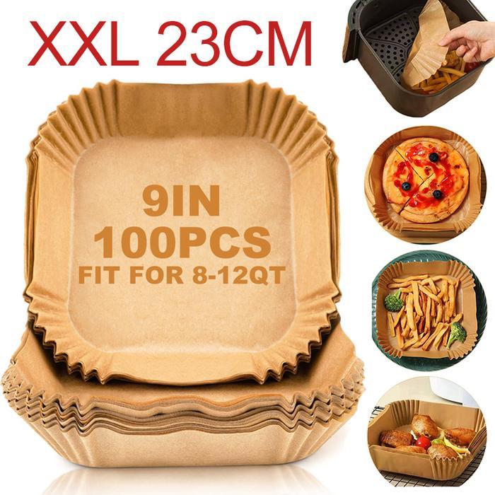 LARGE 23CM AIR FRYER DISPOSABLE PAPER LINER 9 INCH SQUARE/ROUND NONSTICK AIRFRYER PARCHMENT SPECIAL
