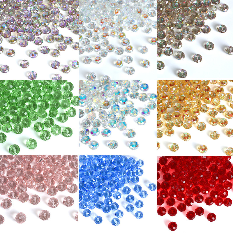 4-8mm Round Glass Loose Beads Faceted Crystal Rondelle Spacer Beads Austria Beads for DIY Bracelet