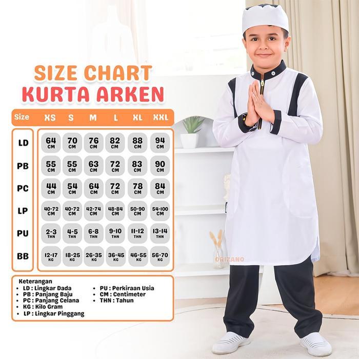 KOKO ARKEN - SETELAN BAJU KOKO LENGAN PANJANG ORIZANO COWOK KATUN MUSLIM PRIA TOYOBO HITAM PUTIH