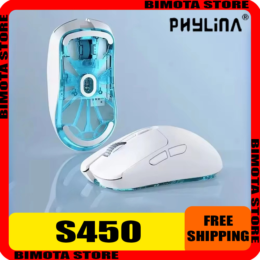 PHYLINA S450 Mouse 2.4G Wireless Paw3395 Ergonomics Dual Mode Lightweight E-sports Mouse Gamer Acces
