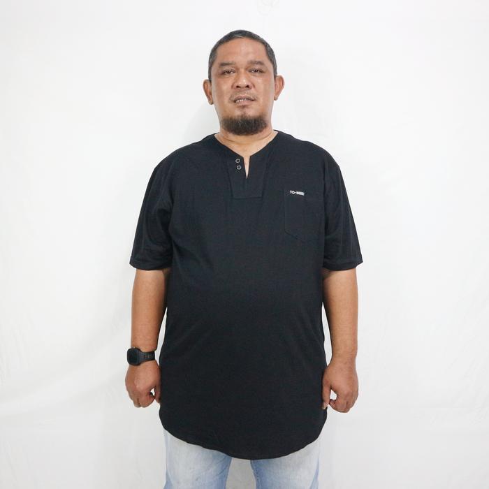 Kaos Kurta Pria Dewasa Big Size Polos Katun Lengan Pendek Jumbo Baju Koko Muslim Katun Kurta