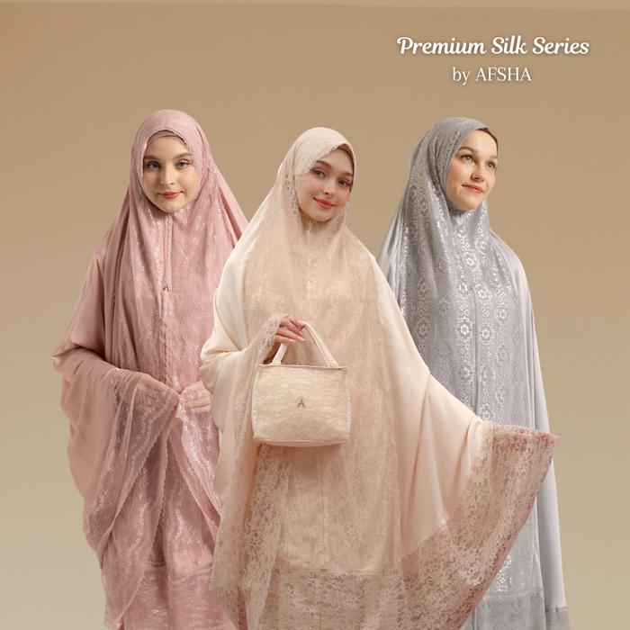 PREMIUM Afsha - Mukena Dewasa Silk Premium (Free Sajadah, Pouch & Box Hampers)