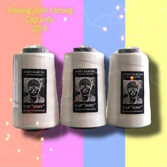 "New" Benang Jahit Karung Polyester 20/6 PE Cap Jody putih