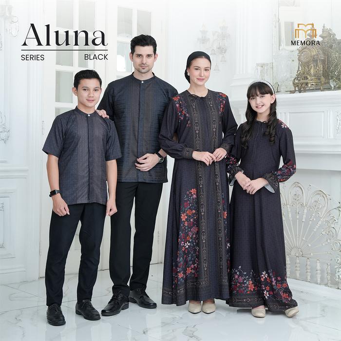 PREMIUM Baju Lebaran 2026 Couple Keluarga Series ALUNA BLACK By Memora - Family Set Lebaran 2026 -