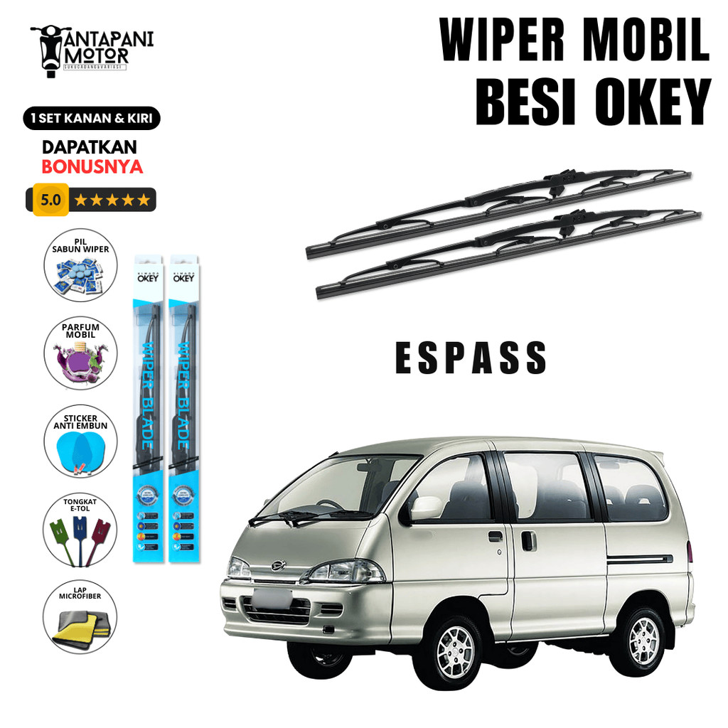 Wiper Daihatsu Espass Konvensional Kaca Depan Mobil Free 5 Bonus