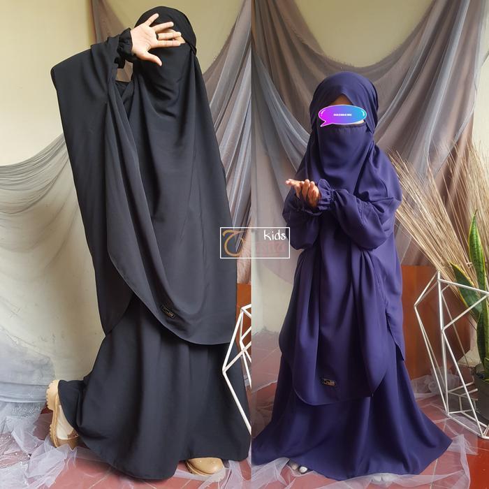 (SPESIAL RAMADHAN) BAJU ANAK PEREMPUAN MODEL FRENCH KHIMAR JILBAB SET MUSLIM PANJANG GAMIS SYARI