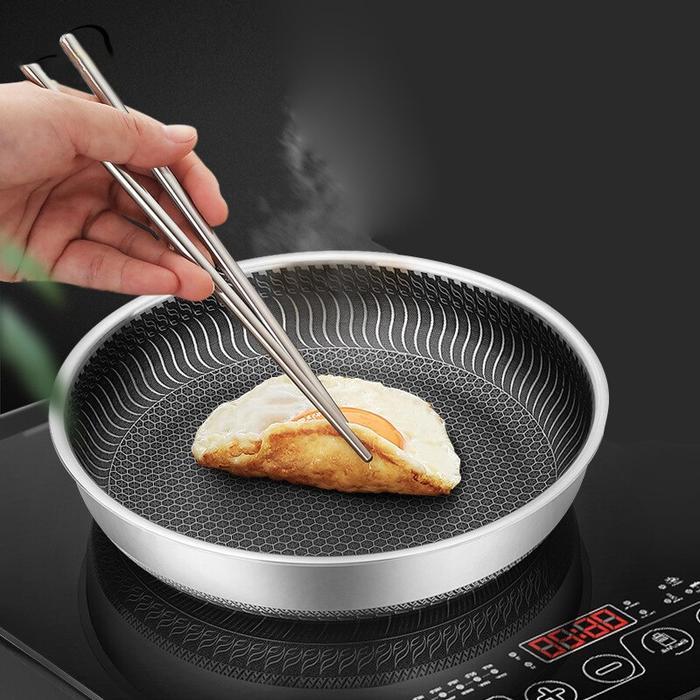 WHOLE BODY TRI-PLY STAINLESS STEEL FRYING PAN 316 STAINLESS STEEL WOK PAN DOUBLE-SIDED HONEYCOMB