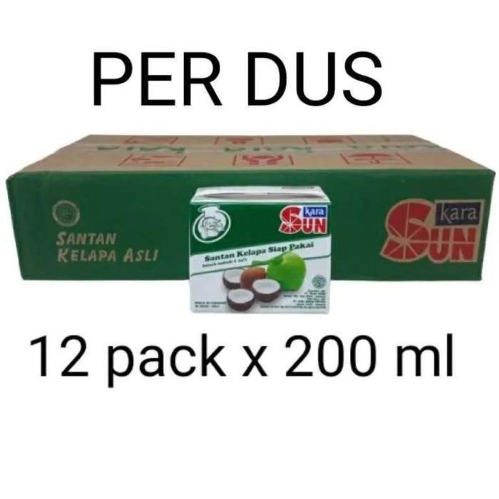 SUN KARA SANTAN 200ML DUS ISI 12 / SANTAN KELAPA SUN KARA 200 ML DUS