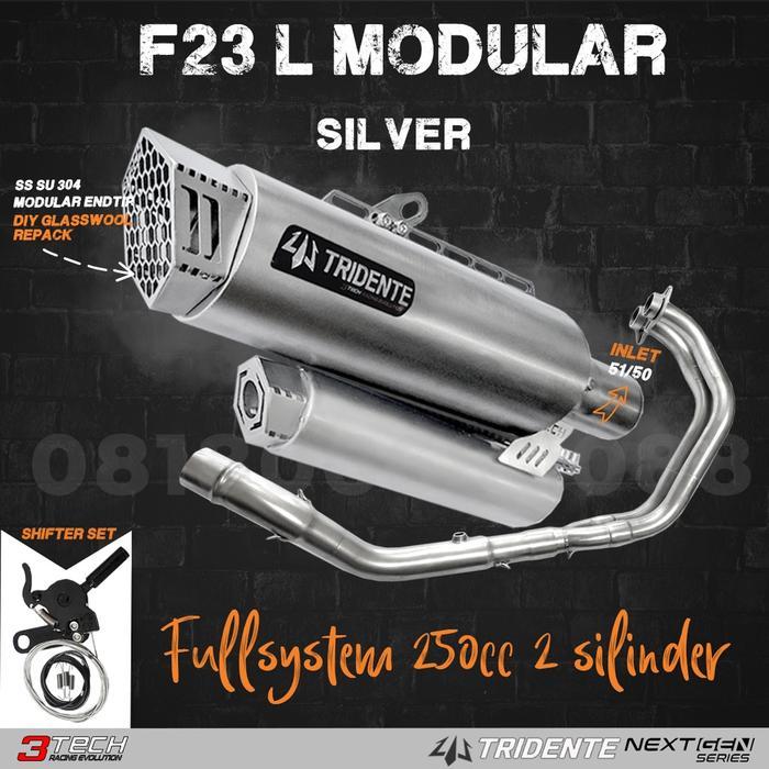 Knalpot 3 Suara 3tech Tridente F23 Modular NextGen Series untuk Motor 250cc 2 Silinder Bergaransi
