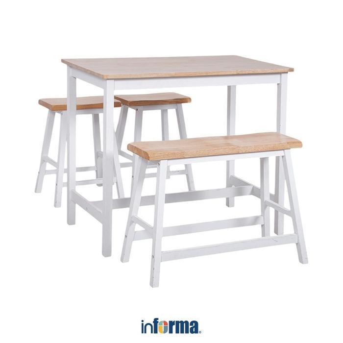 NEW PRODUK INFORMA SOUL SET MEJA SERBAGUNA DAN BANGKU - PUTIH MEJA KURSI BAR MAKAN BANGKU PANJANG