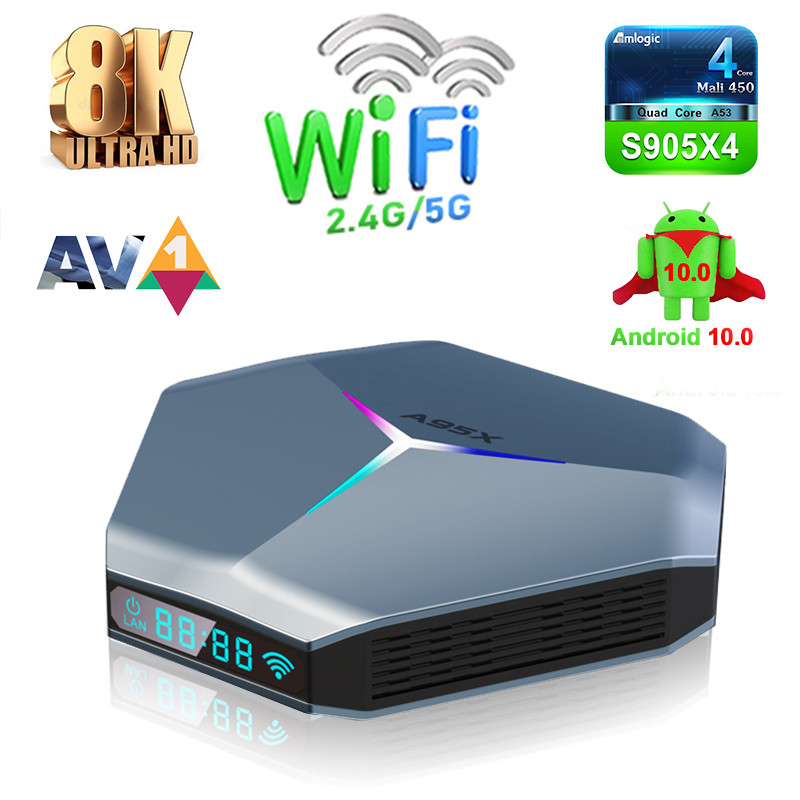 10PCS LOT A95X F4 2025 Smart TV BOX Android 11 4K 8K HD Amlogic S905X4 128GB 2.4G/5G Dual Wifi BT