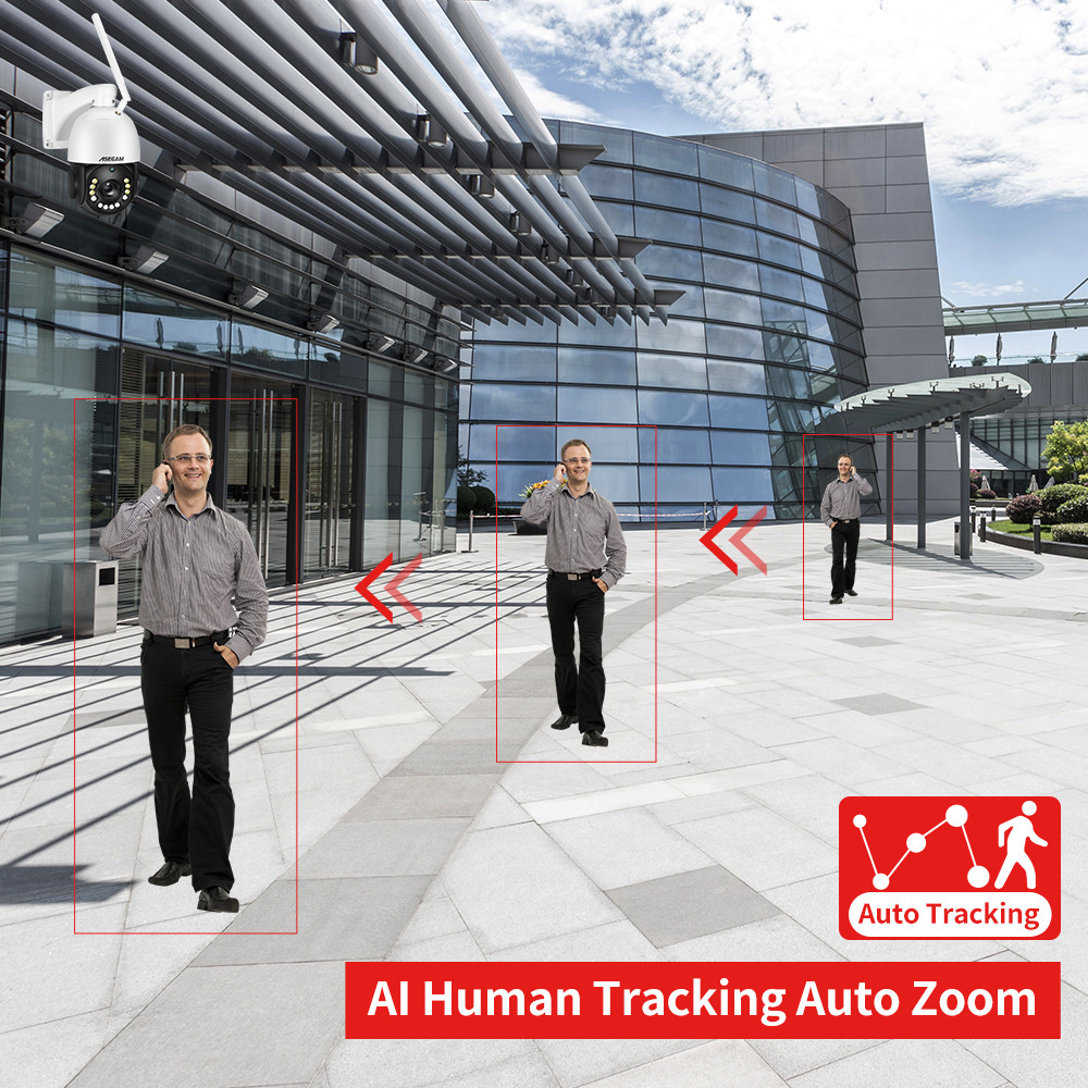 8MP 4K IP Camera Wifi 30X Optical Zoom PTZ CCTV Outdoor AI Human Vehicle Tracking Audio Onvif POE