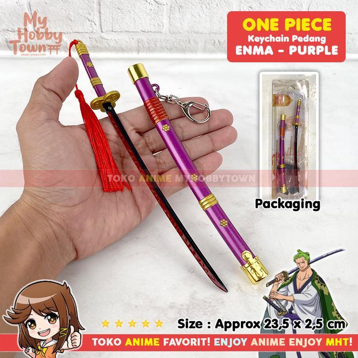 Gantungan Kunci Keychain One Piece Pedang Roronoa Zoro Enma Purple Ungu