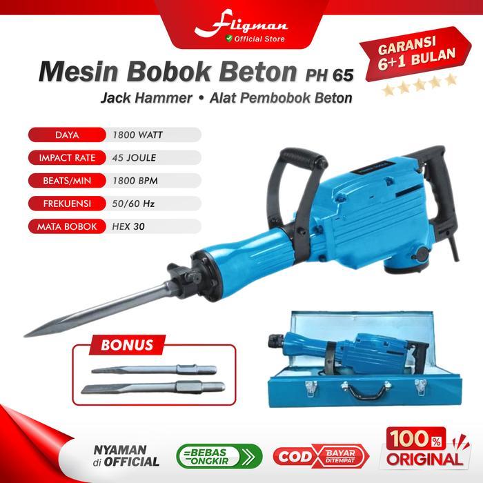 Krisbow Modern - Fligman Jack Hammer Beton Ph65A Demolition Hammer 1800W 45J