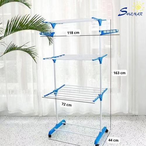 Rak Jemuran Baju Susun Lipat Stainless Steel 4 Susun Menara - Rak Pengering Baju Jemuran Popok Bayi