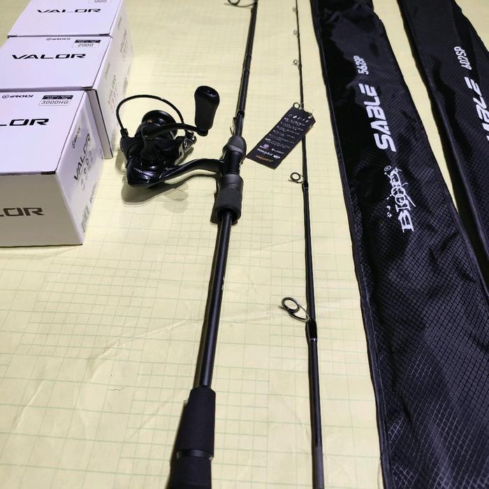 Pancing satu set full black joran blood sable reel iroly valor