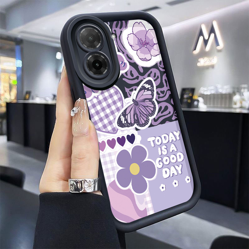 Casing Hp untuk Xiaomi Redmi A5 4G Case Stiker kupu-kupu ungu Kasing silikon Cesing Instagramable Ke
