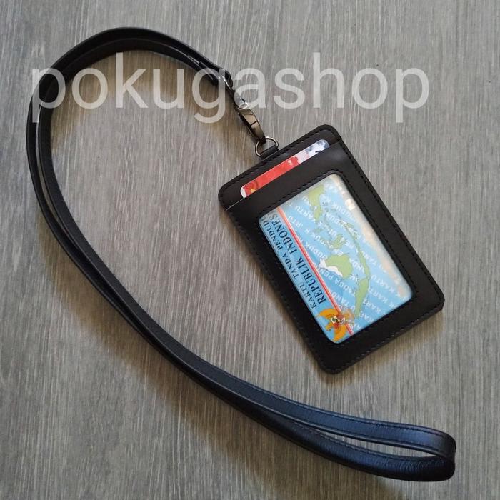 nametag kulit asli /lanyard id card/id card holder pria /wanita/garut