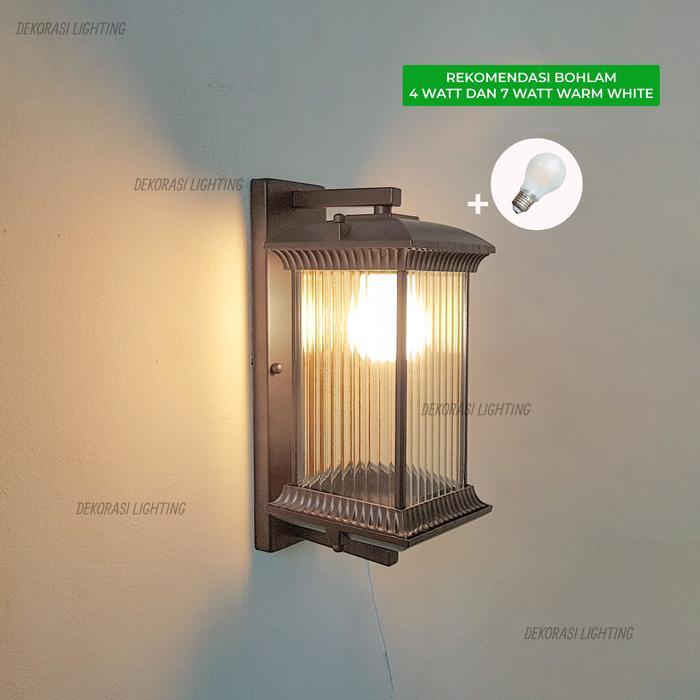 Lampu dinding outdoor kaca kristal Authentic lampu taman waterproof