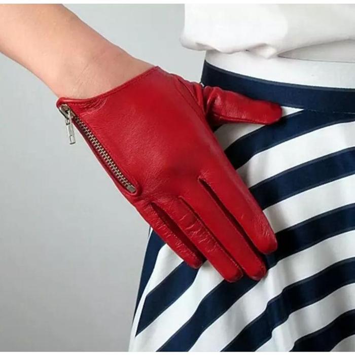 Sarung Tangan Kulit / Sarung Tangan Wanita / Sarung Tangan Kulit Motor Zipper