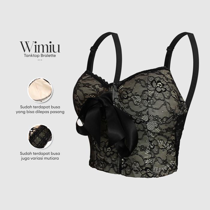 Wimiu Tanktop Tank top Bustier Wanita Crop Top Tengtop Tangtop Brokat Bralette Busa Tipis Wanita