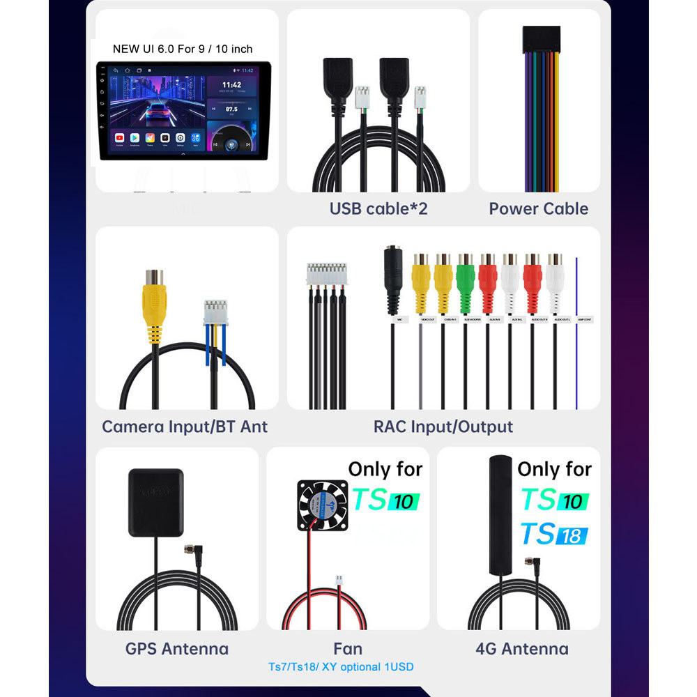 TS10 TS18 TS20 2din Car Android Radio Multimedia Player 9 10 inch Carplay For Toyota Volkswagen