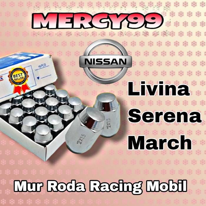 Mur Roda Racing Baut Velg Mobil Nissan Livina Serena March Grand Livina 16/20 Biji Bahan Baja Made