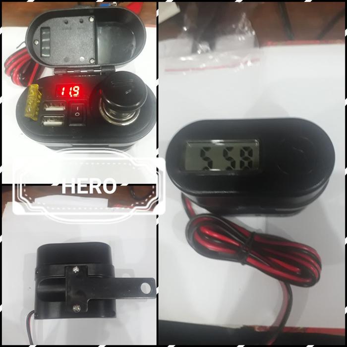 Charger Hp 3A/1.5A Voltmeter Jam Kalender Smoke Semua Motor Dan Mobil