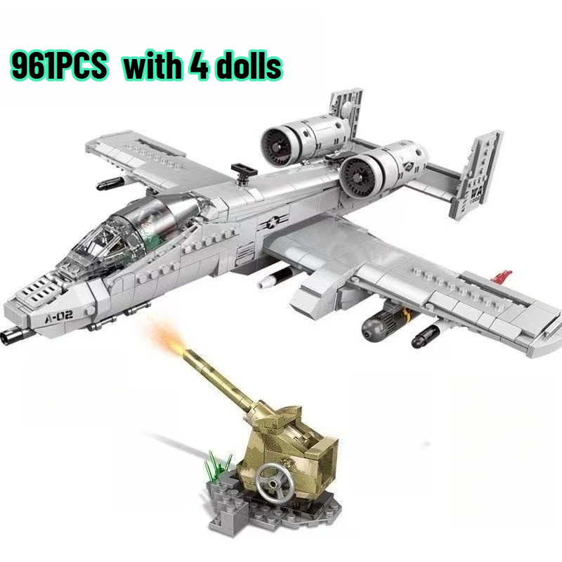 1713pcs Military The A10 F35 Fighter Thunderbolt II Warthog Fighter WW2 Aircraft Soldier Building